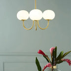 Valentina Retro Art Deco Globe Chandelier, White/Pink/Beige