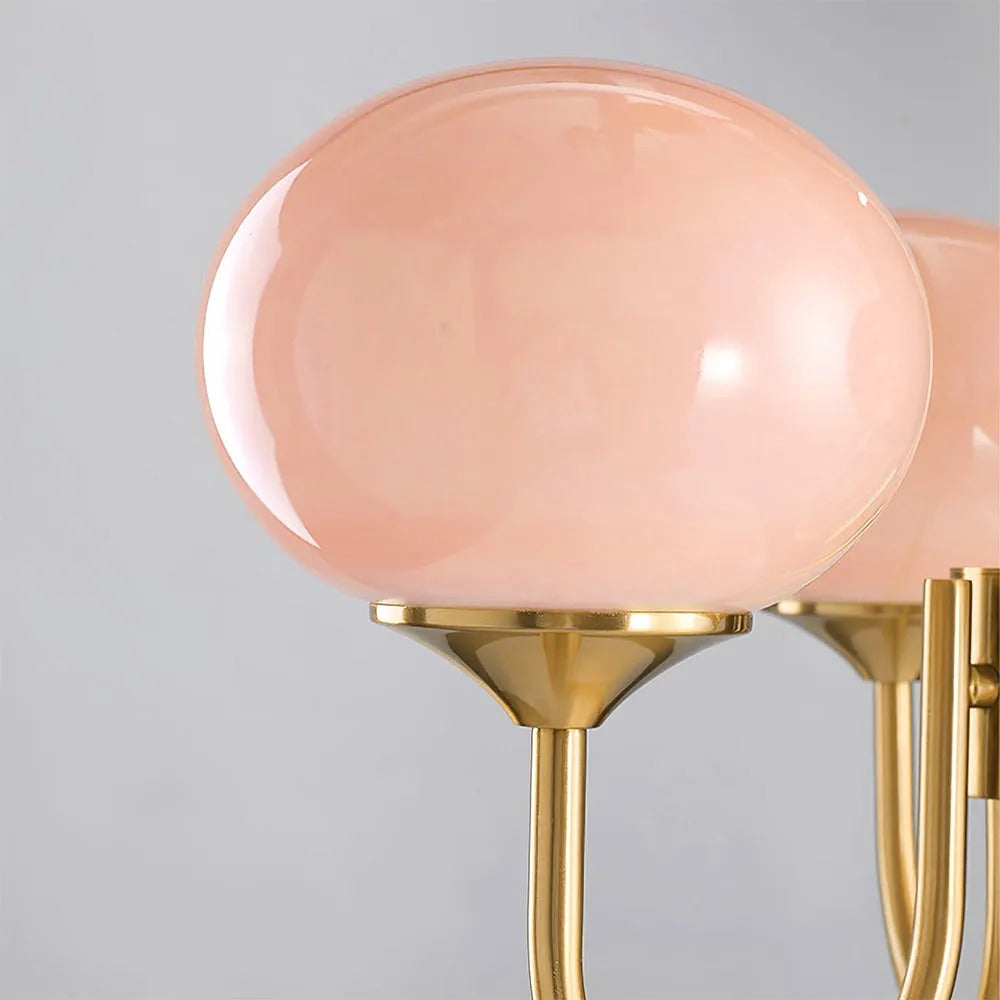 Valentina Retro Art Deco Globe Chandelier, White/Pink/Beige
