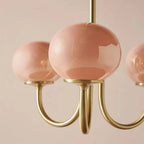 Valentina Retro Art Deco Globe Chandelier, White/Pink/Beige