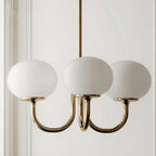 Valentina Retro Art Deco Globe Chandelier, White/Pink/Beige