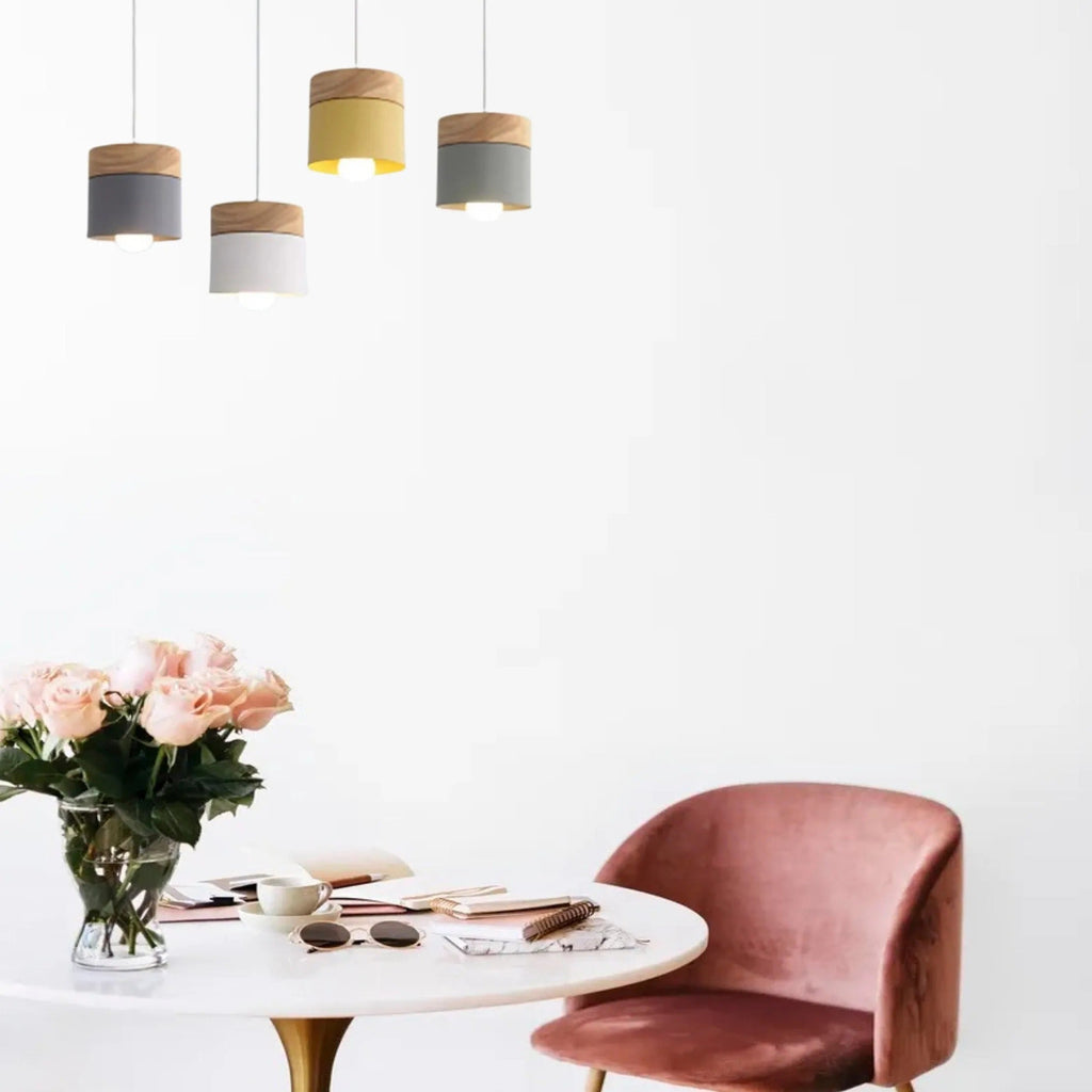 Valentina Modern Can Shape Metal/Wood Pendant Light