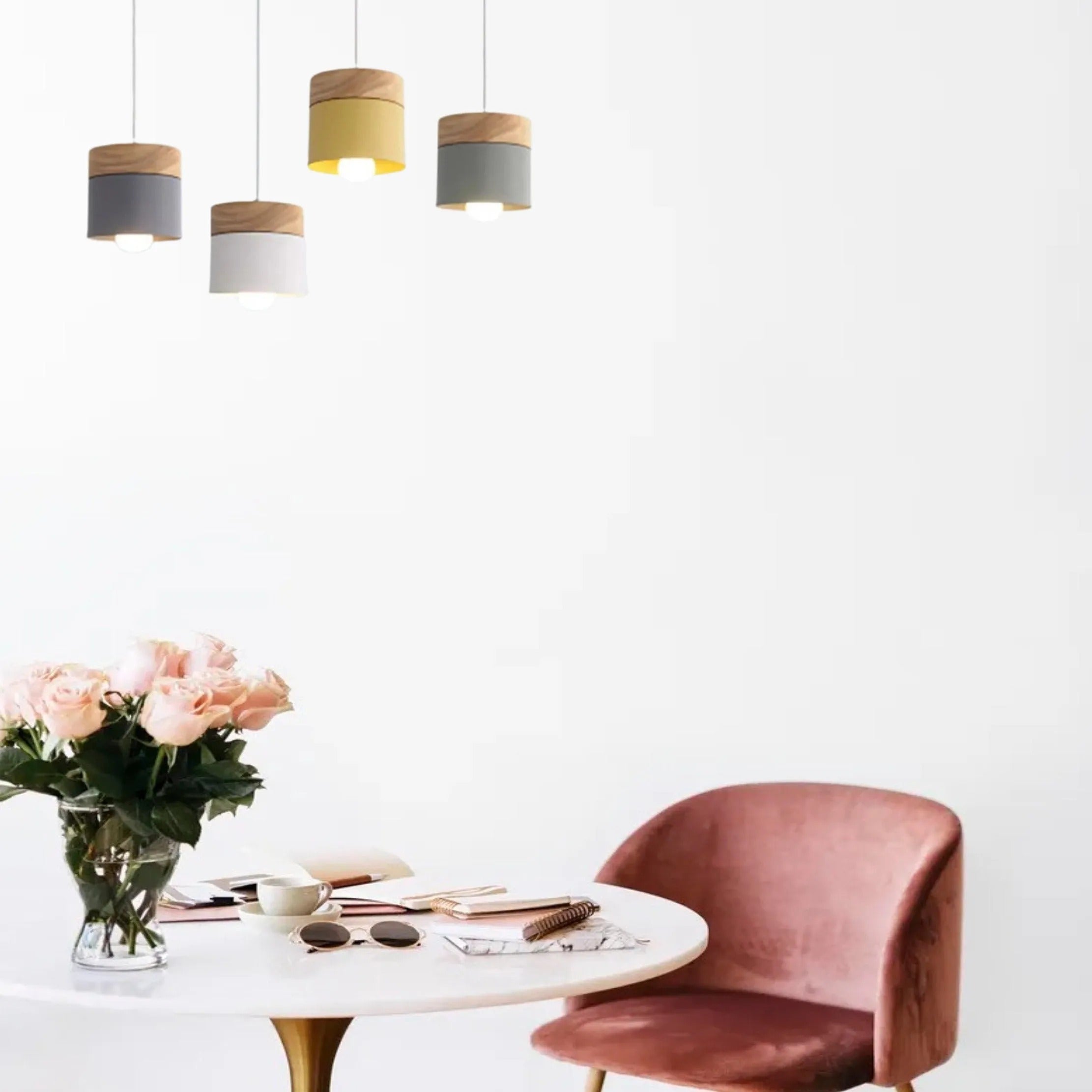 Valentina Modern Can Shape Metal/Wood Pendant Light
