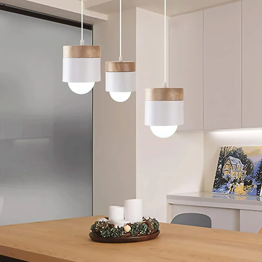 Valentina Modern Can Shape Metal/Wood Pendant Light