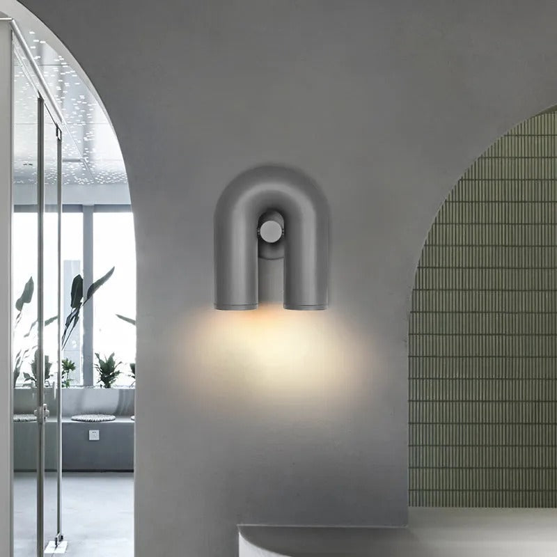 Arisha Wall Lamp U-shaped Design LED Metal, Black/Blue/Gray/Red, Bedroom