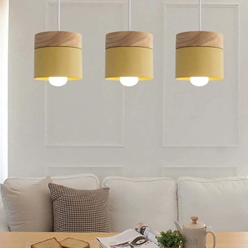 Valentina Modern Can Shape Metal/Wood Pendant Light
