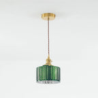 Valentina Retro LED Pendant Light Metal Green Glass Dining Room