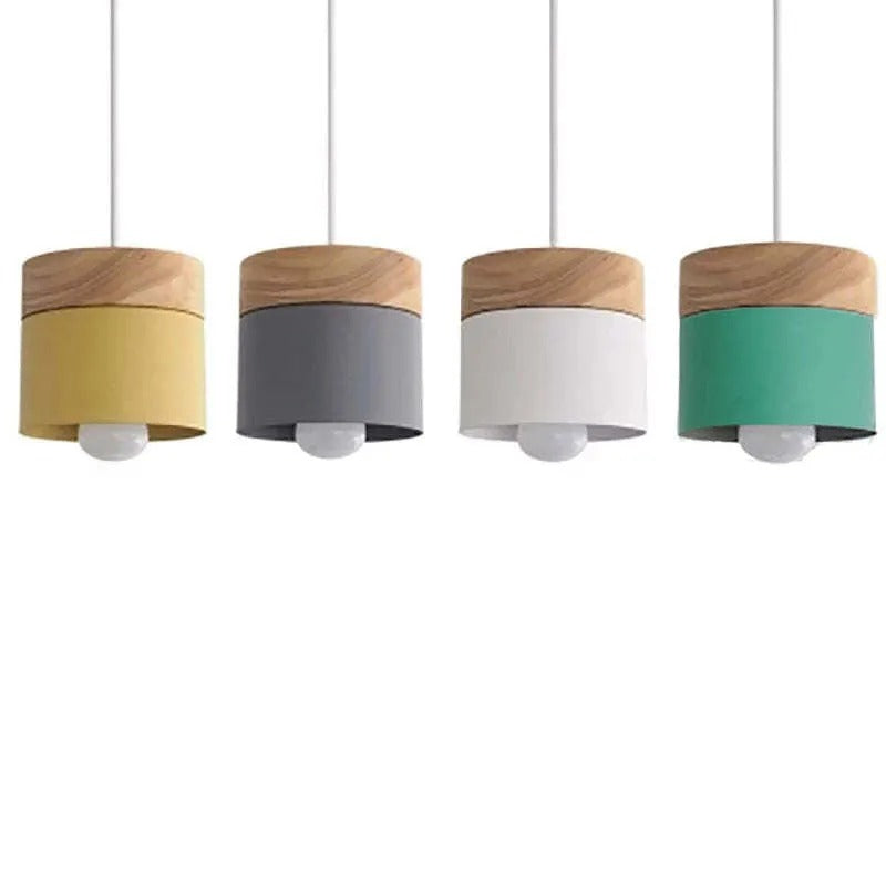 Valentina Modern Can Shape Metal/Wood Pendant Light