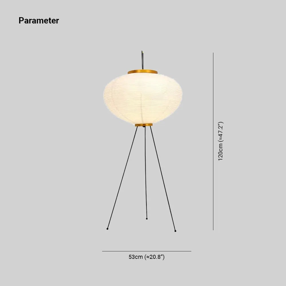 Renée Minimalist Tripod Lantern Paper Floor Lamp, White