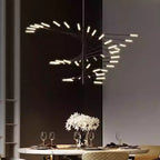 Arisha Modern Chandelier Rotating Fireworks, Black/Gold, Living Room/Art Gallery