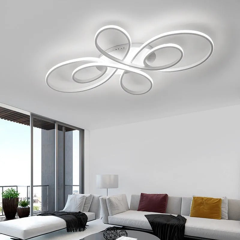 Brisa Modern LED Multi Rings Flush Mount Ceiling Light, Brown/White