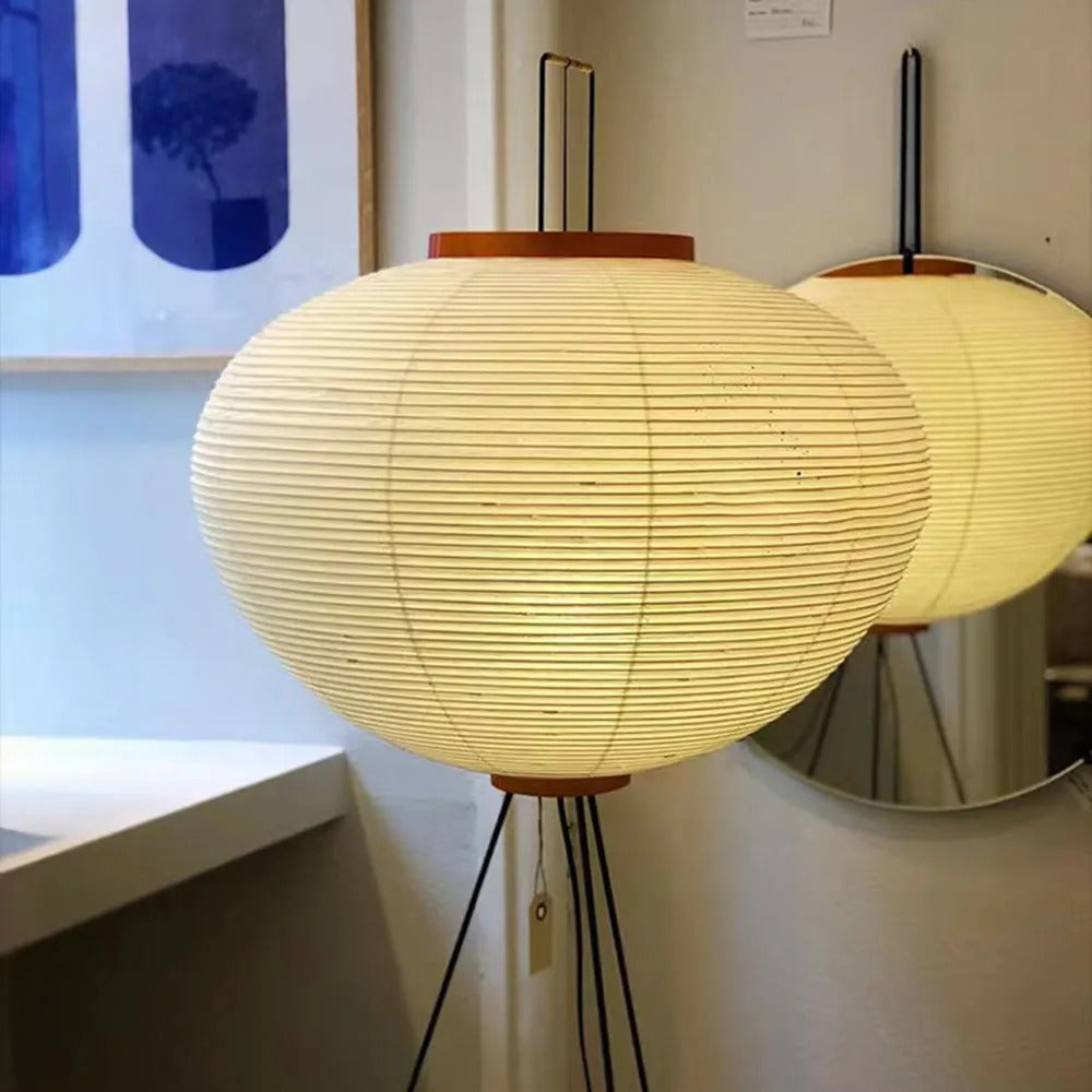 Renée Minimalist Tripod Lantern Paper Floor Lamp, White