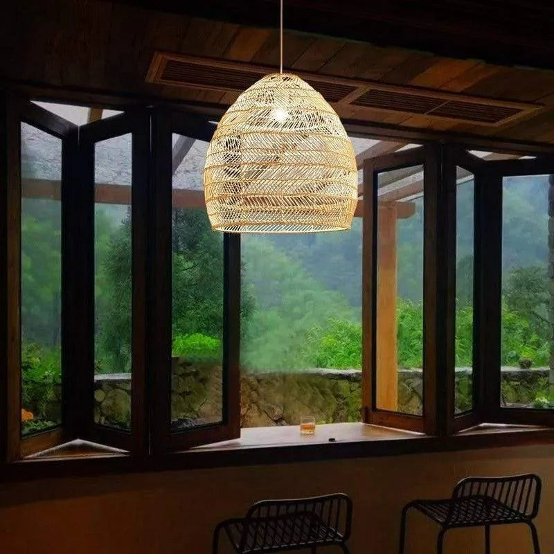 Lian Rattan Bamboo Lampshade Hand Knitted Pendant Light