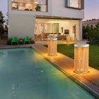 Ray Retro Metal/Rattan Floor Lamp, Hardwired/Solar/LED, Outdoor