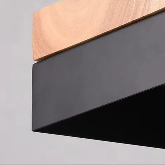 Aria Minimalist Black & White Wood Geometric Pendant Light