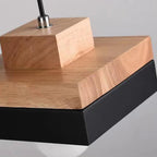 Aria Minimalist Black & White Wood Geometric Pendant Light