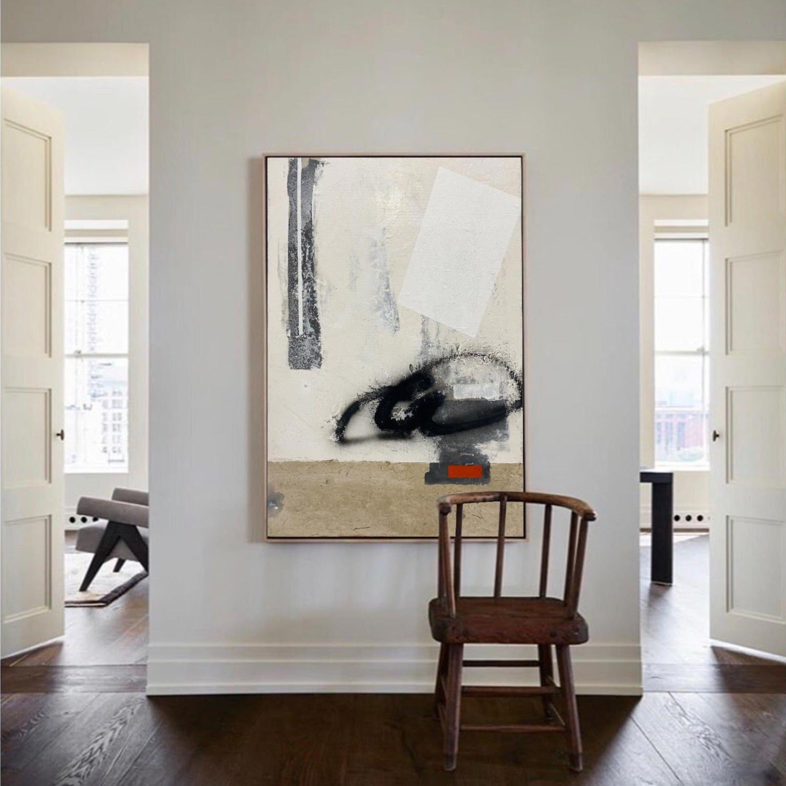 Minimalist Neutral Abstract Oil Painting