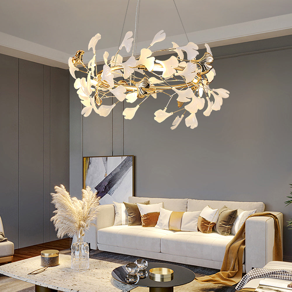 Jarn Pendant Light Feuille/Multi Modern Metal/Céramique Gold/White Living Room - 20