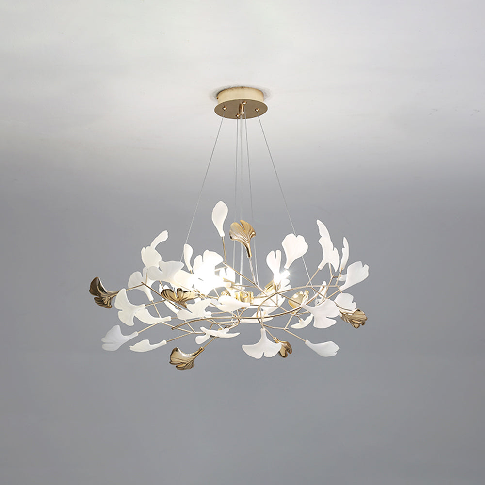 Jarn Pendant Light Feuille/Multi Modern Metal/Céramique Gold/White Living Room - Length 80 Cm Width 40 Cm Height 40 Cm.48 Pièces
