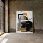 Wabi-Sabi Neutral Abstract Oil Painting with Orange