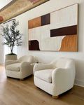 Neutral Tone Geometric Block Abstract Oil Painting