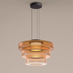 Jojo Pendant Light Glass Structure to Plusieurs Niveaux - Ambre - 3Couche D45 Cm - Warm White