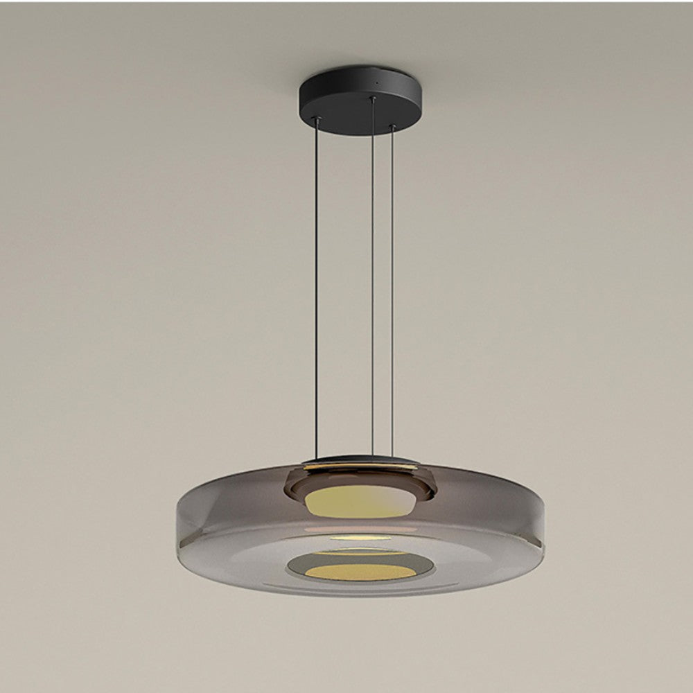 Jojo Pendant Light Glass Structure to Plusieurs Niveaux - Grey Smoked - 1Couche D25 Cm - Warm White