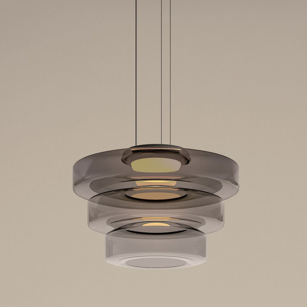 Jojo Pendant Light Glass Structure to Plusieurs Niveaux - Grey Smoked - 3Couche D45 Cm - Warm White