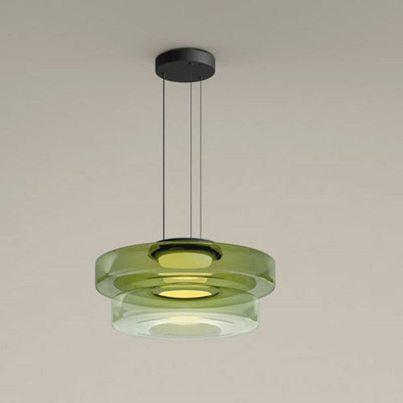 Jojo Pendant Light Glass Structure to Plusieurs Niveaux - Green - 2Couche D35 Cm - Warm White