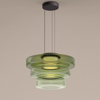 Jojo Pendant Light Glass Structure to Plusieurs Niveaux - Green - 3Couche D45 Cm - Warm White