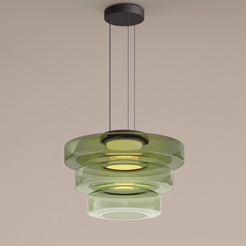 Jojo Pendant Light Glass Structure to Plusieurs Niveaux - Green - 3Couche D45 Cm - Warm White