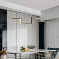 Arisha Designer Linear Metal Pendant Light, Black/Gold