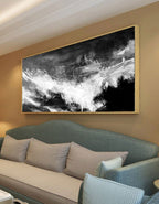 Monochrome Wave Abstract Painting