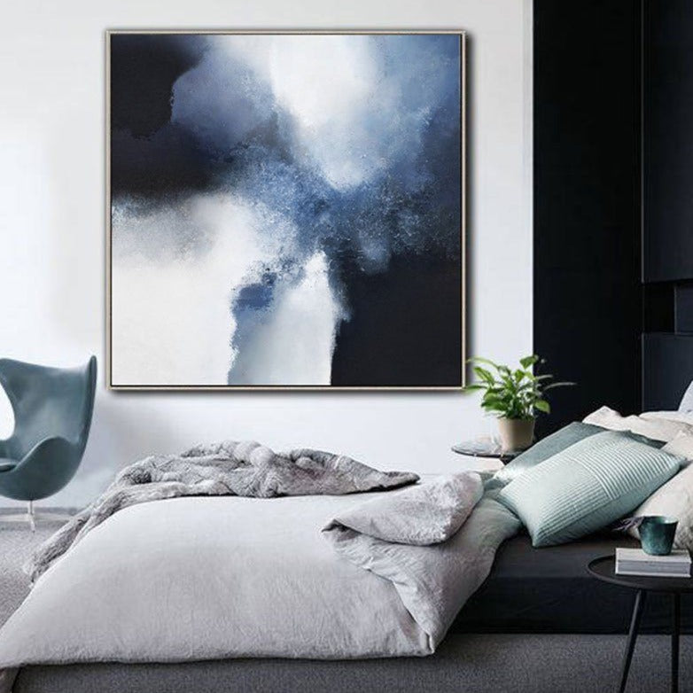 Minimalist Abstract Cloud Painting Navy