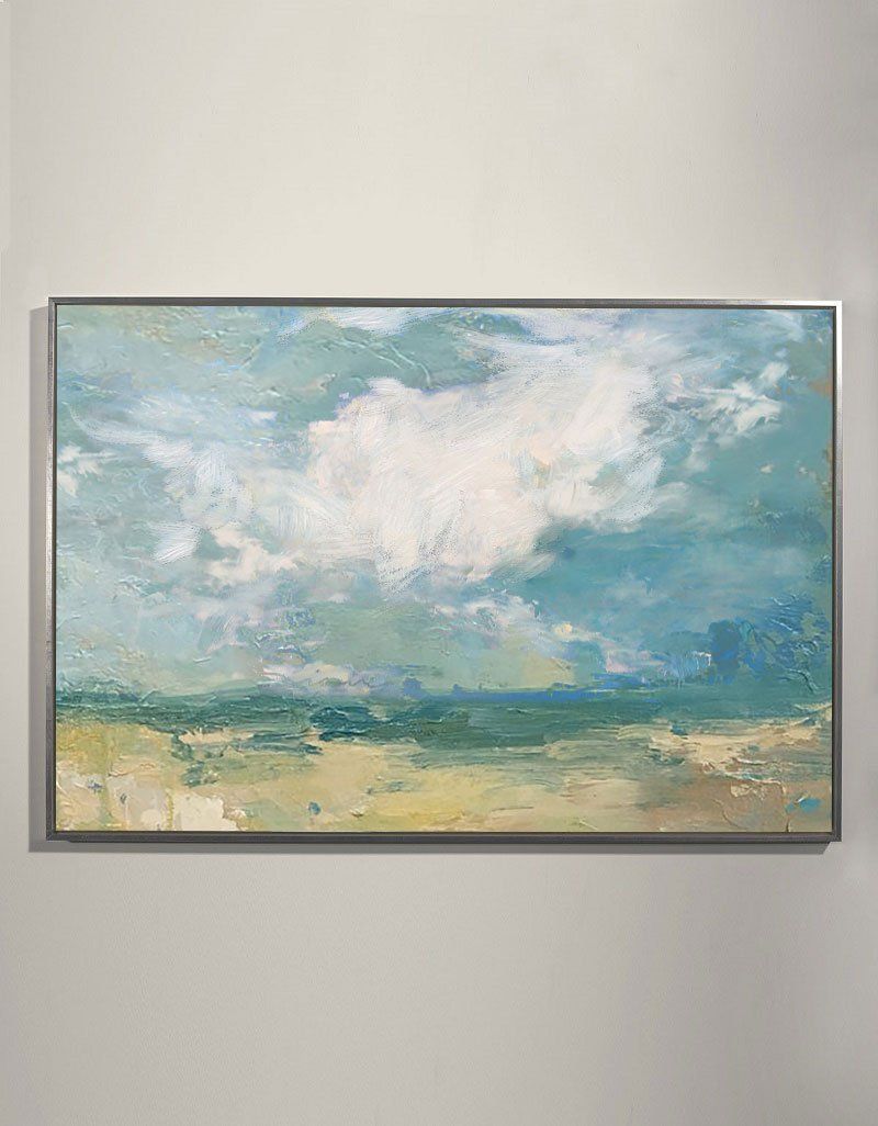 Serene Coastal Cloudscape  Painting Horizontal