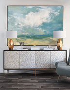 Serene Coastal Cloudscape  Painting Horizontal