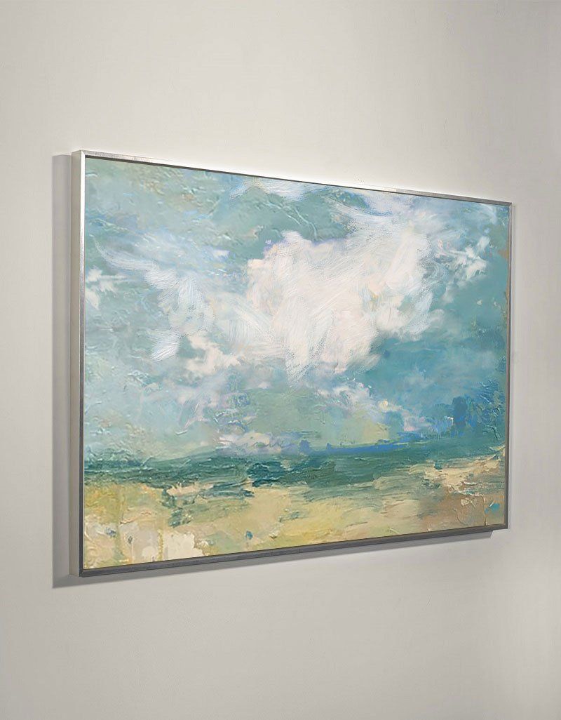 Serene Coastal Cloudscape  Painting Horizontal