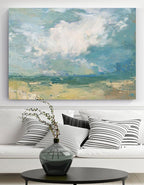 Serene Coastal Cloudscape  Painting Horizontal