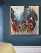 Rainy Cityscape Abstract Painting Square