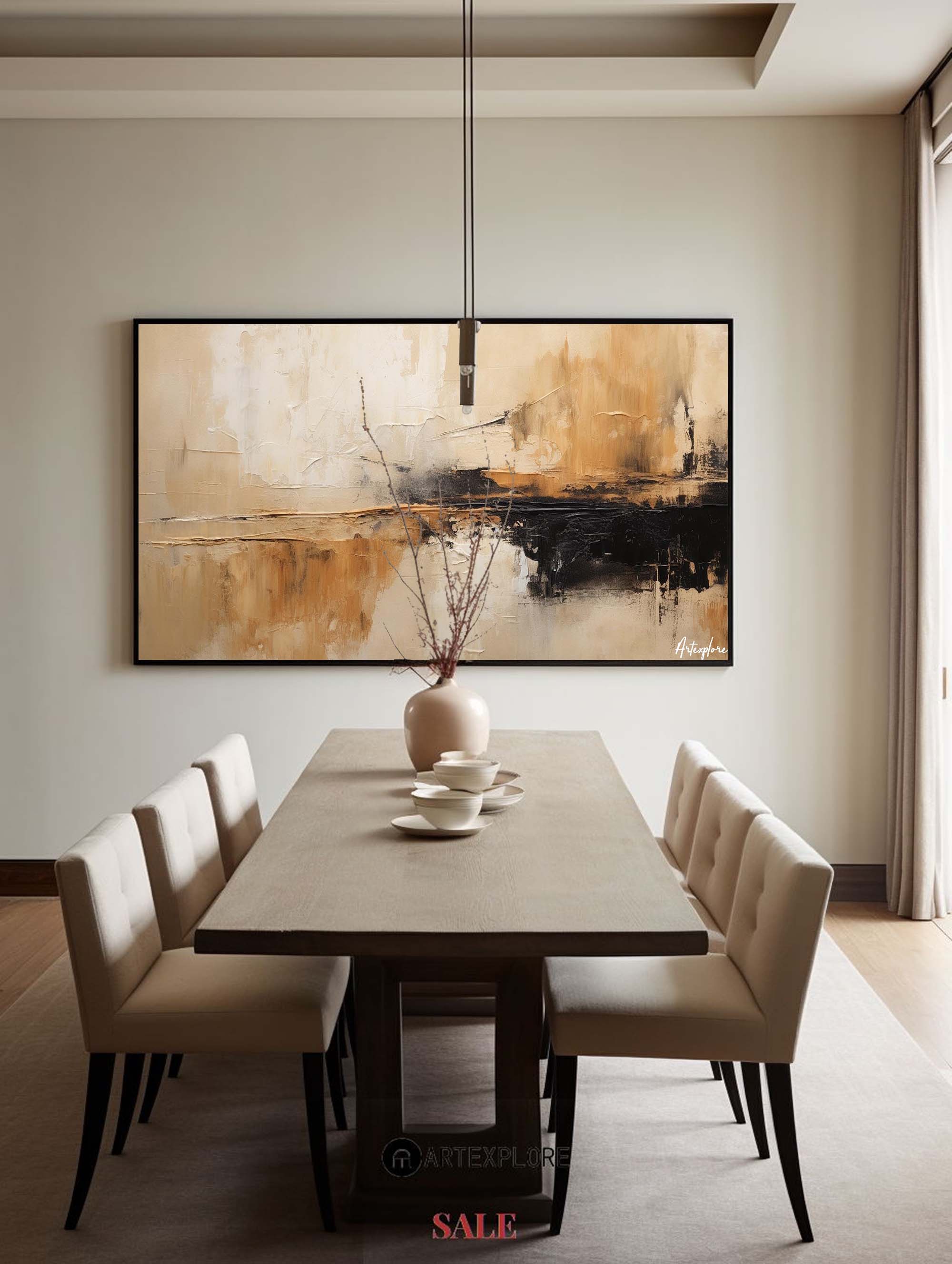Earthy Abstract Landscape Reflection Painting