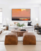 Serene Coastal Sunset Oil Painting Soft Pastel