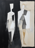 Minimalist Geometric Figure Diptych Oil Painting