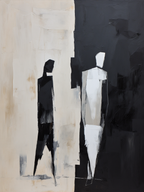 Contemporary Black White Figure Painting