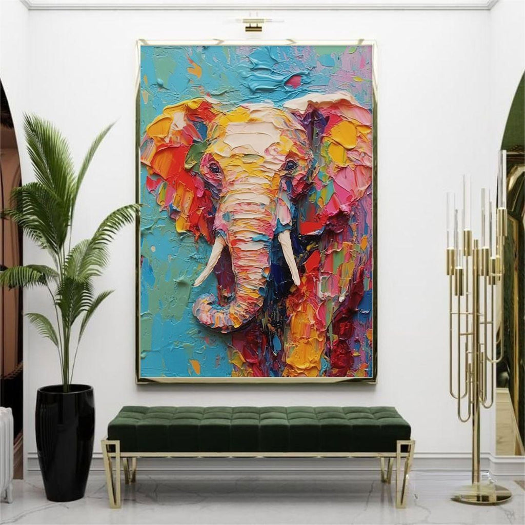 Textured Palette Knife Elephant Painting
