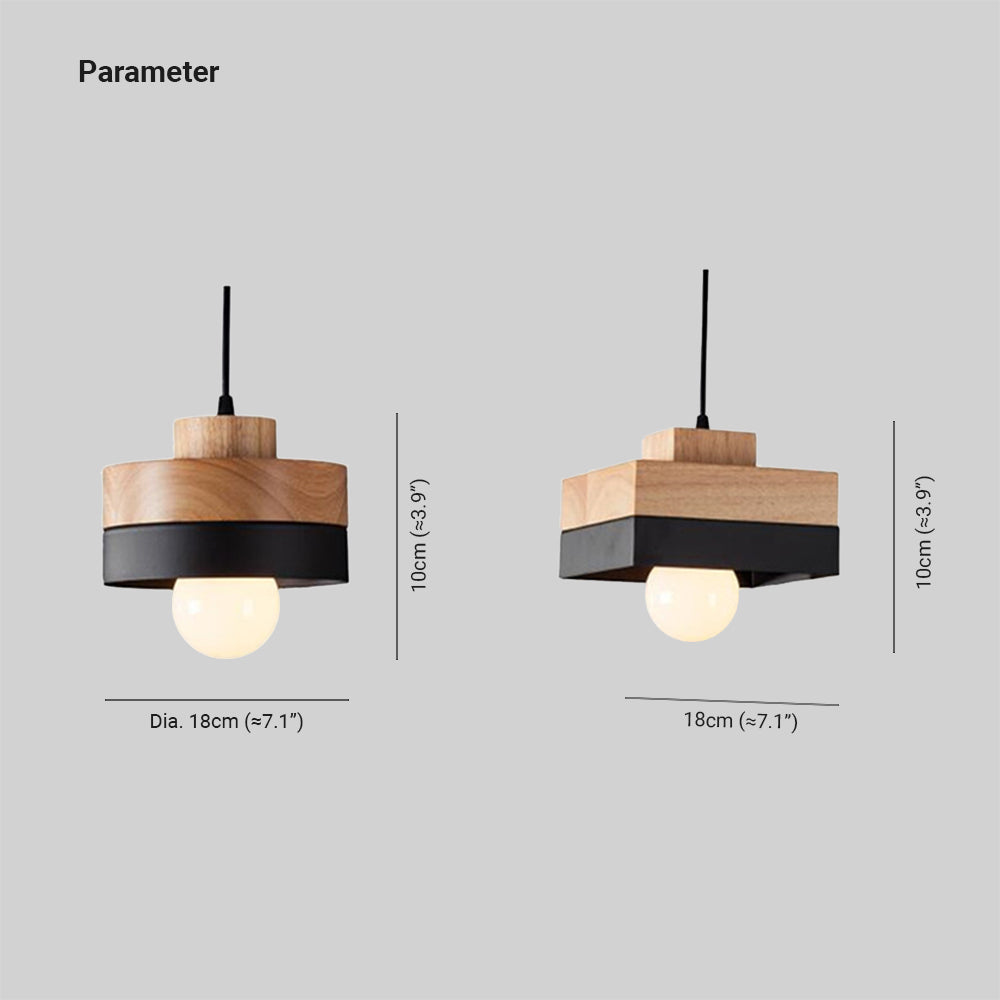Aria Minimalist Black & White Wood Geometric Pendant Light