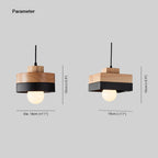 Aria Minimalist Black & White Wood Geometric Pendant Light