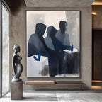 Group Of Figures Monochrome Oil Painting