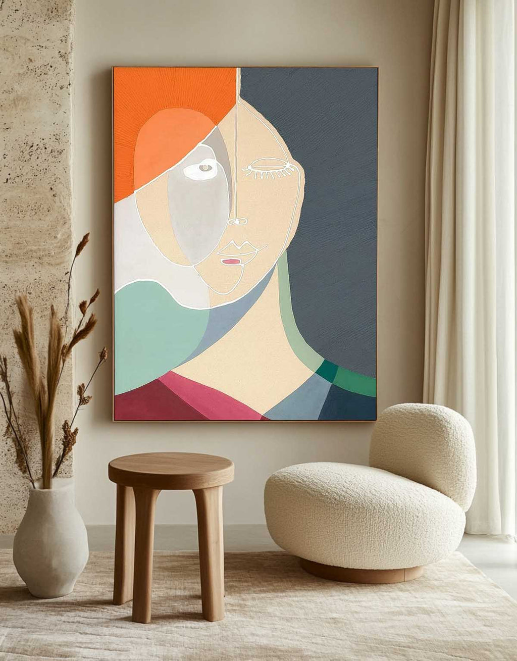 Cubist Abstract Portrait Serene Modern Wall Art