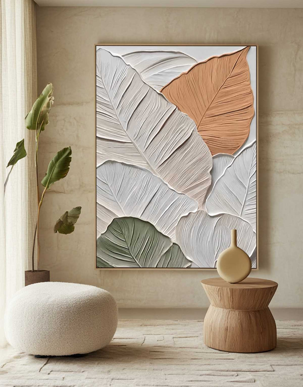 Textured 3D Leaf Wall Art Neutral Botanical