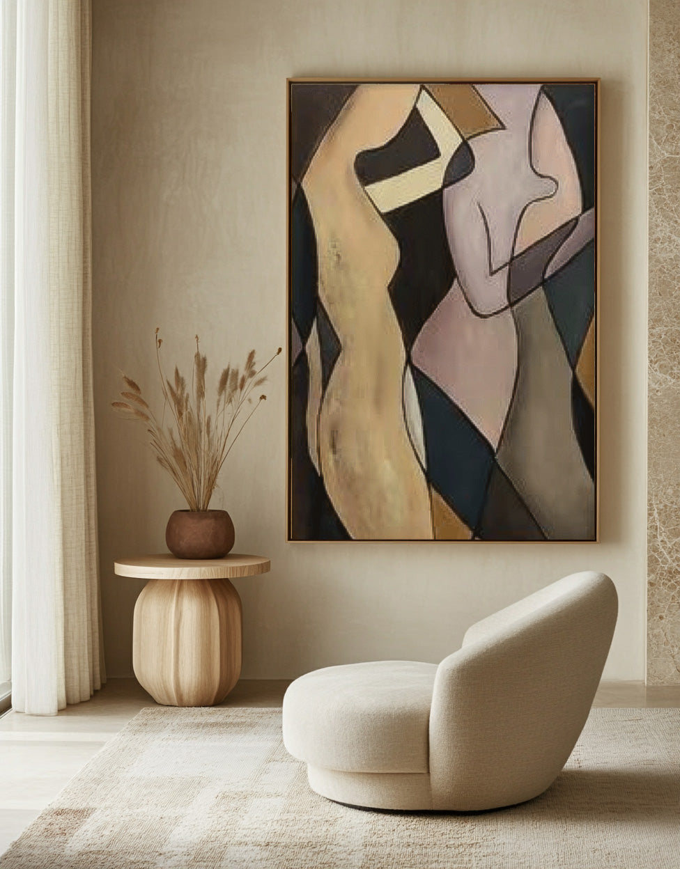 Cubist Abstract Reclining Figure Painting