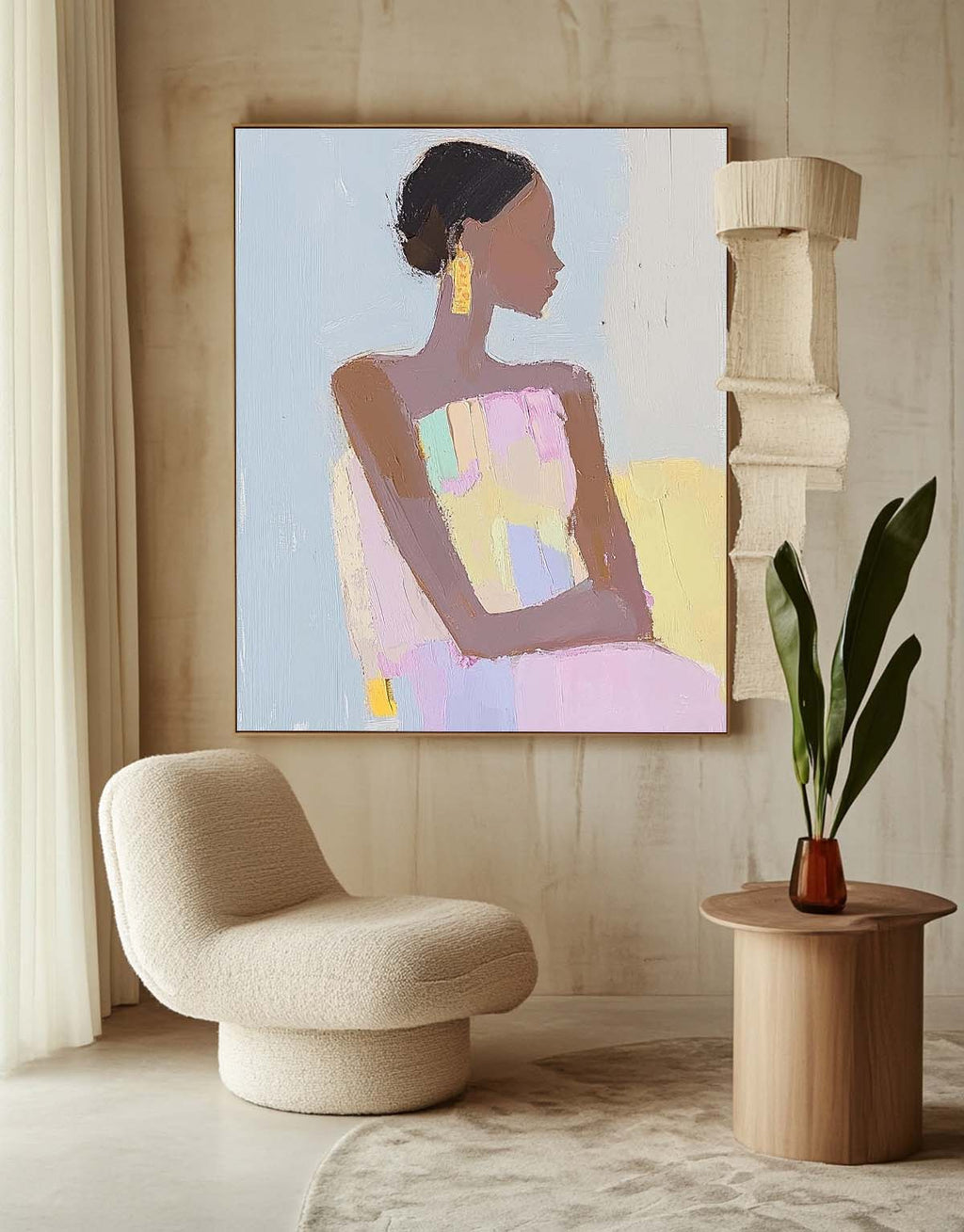 Figurative Painting Serene Woman Modern Wall Art